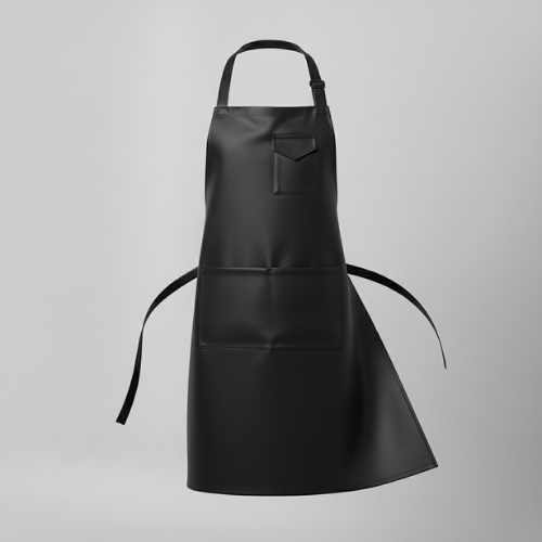 Mandil Ejecutivo Pro negro con doble bolsa frontal y logo personalizado