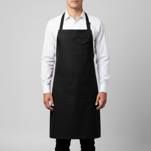 Mandil antiflamable 100% poliéster con bolsillo superior tipo sobre